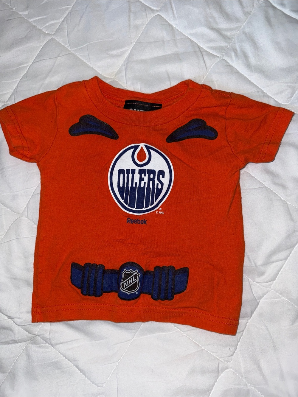 🍄12m Reebok Kids' Edmonton Oilers Oilers player Jordan Eberle Orange Logo Tee